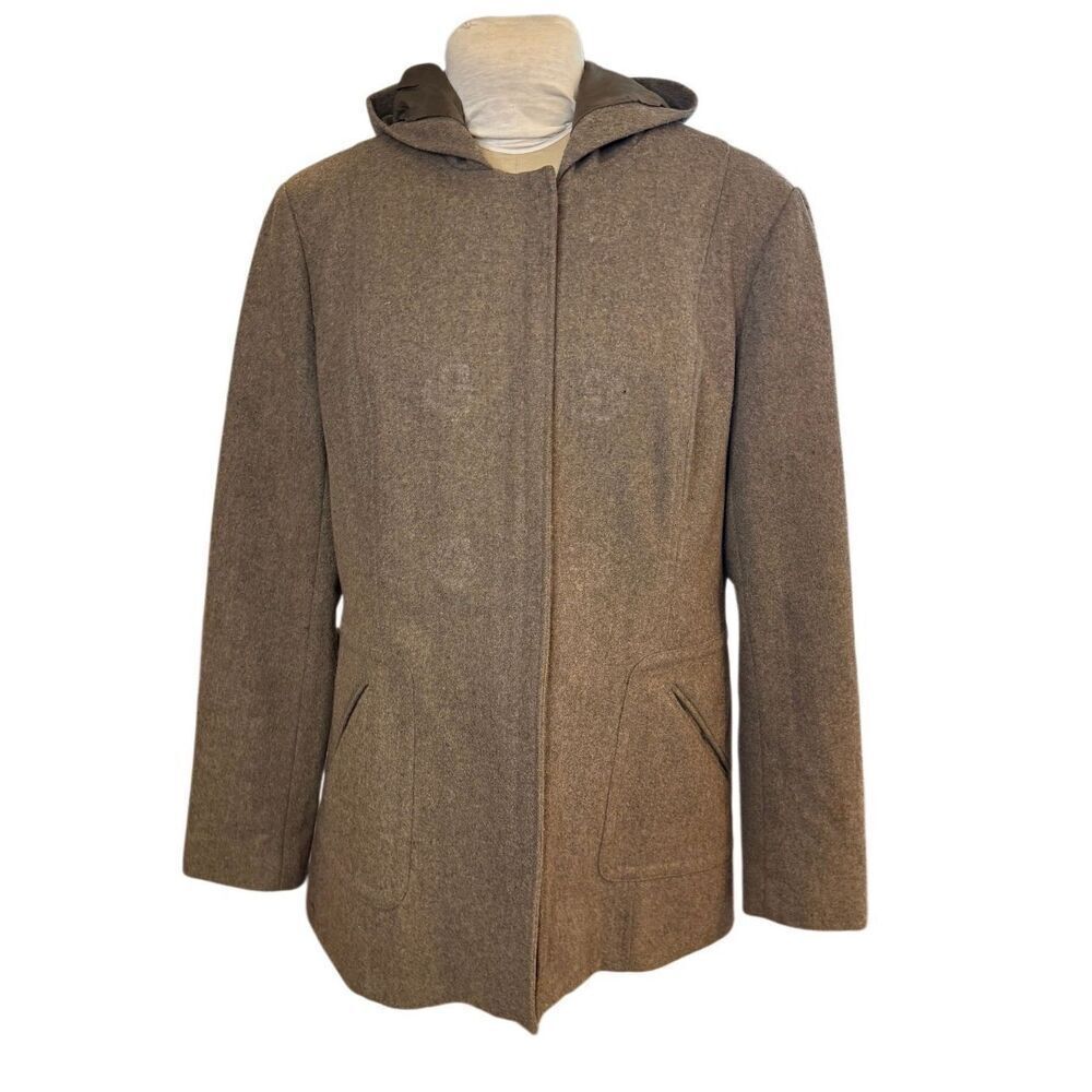 New York & Company Hooded Coat Tan Sz. XL Wool Blend